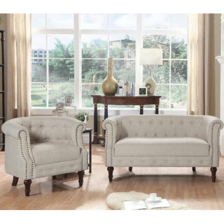 QH23-03 : Bộ Ghế Sofa Phòng Khách Viền Đinh Tán - 2 Món